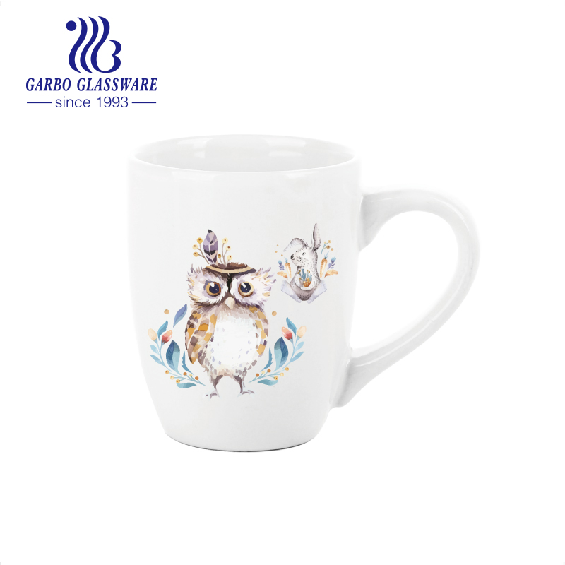 8oz Ceramic Mugs with Colorful Decal Customized Pattern Design Porcelain Cup