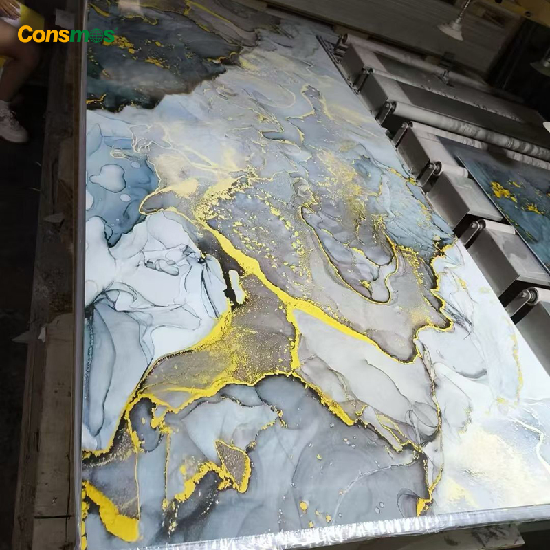 Newly Designs Interior Decoration Wall Panel 3D Waterproof Glossy Board PVC UV Marble Sheet