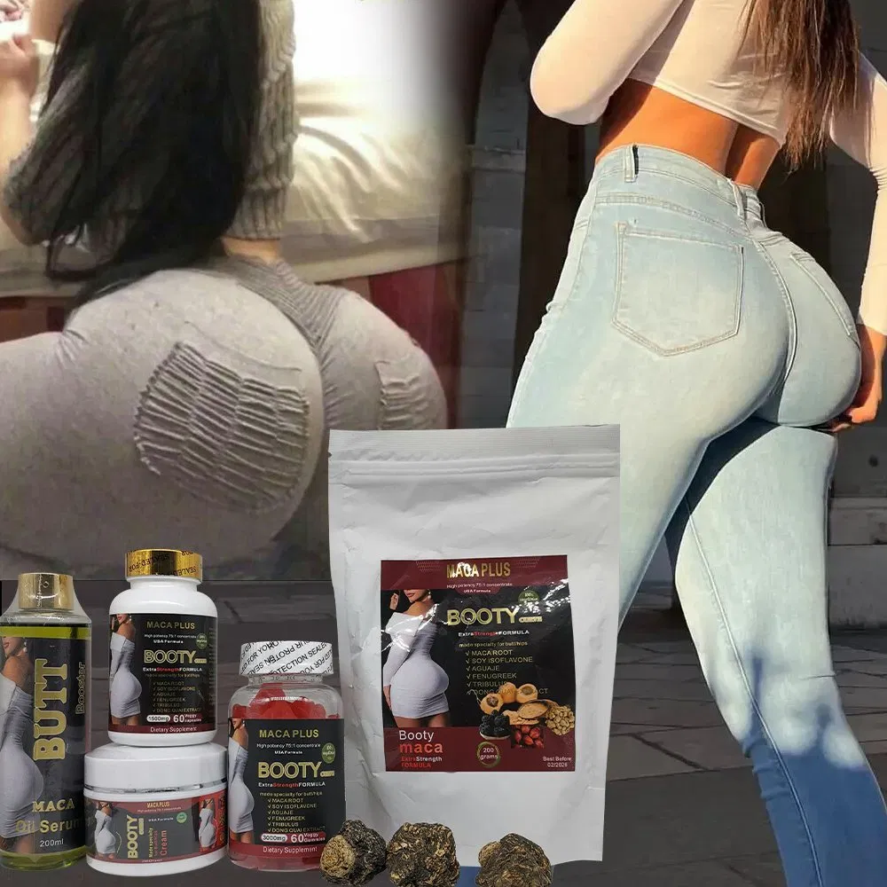 Private Label Butt Enlargement Capsule Gummy Powder Set Bigger Booty Massage Oil Cream Lift HIPS Firming Butt Curve Set