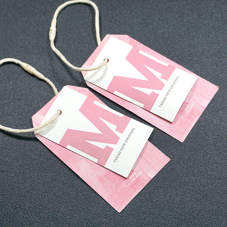 Customized Luxury Garment Hang Tag Embossed Printed Paper Price Tag with Plain Design