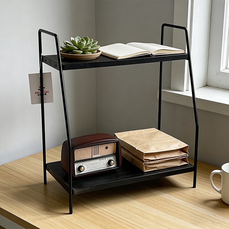 Двухуровневая полка для специй из дерева и металла