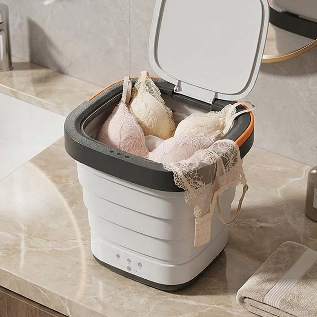 Home Bathroom Travel Ultrasonic Single Tub Mini Portable Underwear Socks Folding Bucket Other Washing Machine