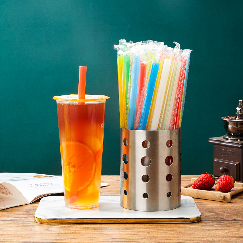 Colorful Plastic Bubble Tea Smoothie Milkshake Boba Drinking Disposable Straws