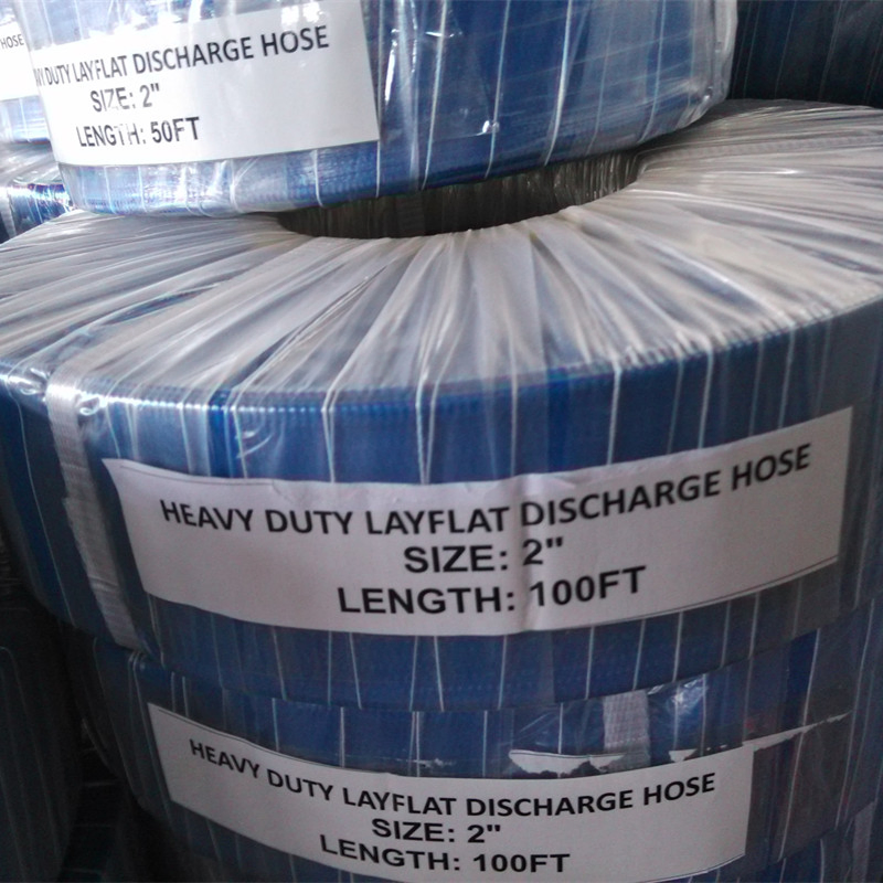 PVC Blue Lay Flat Discharge Water Hose Pipe Assembly with Coupling Clamp 1 2 3 4 5 6 8 10 16 Inch for Agriculture Irrigation