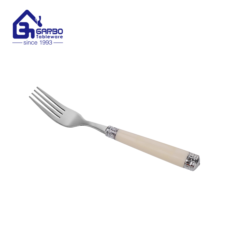 Beige Round Plastic Handle Main Table Stainless Steel Dinner Fork