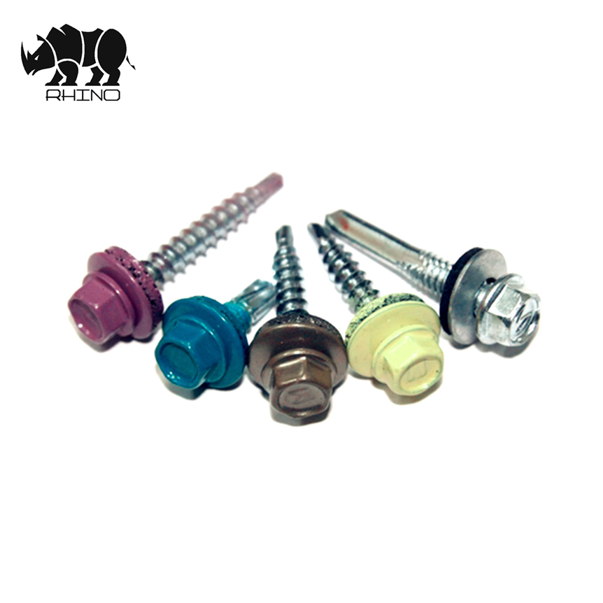 Hexagon Washer Head Galvanized and Ral Color Painting 3# Drilling Point Self Drilling Screw for Metal