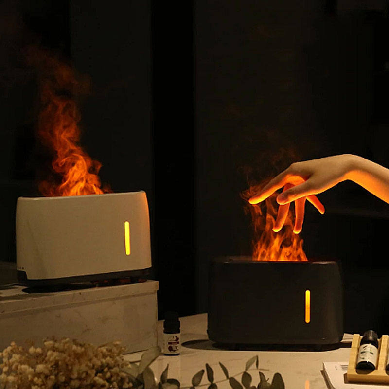 2025 Ultrasonic Mist Humidifier Diffuser 3D Simulation Fire Flame Mute Aroma Essential Oil Car Diffuser with Remote Control