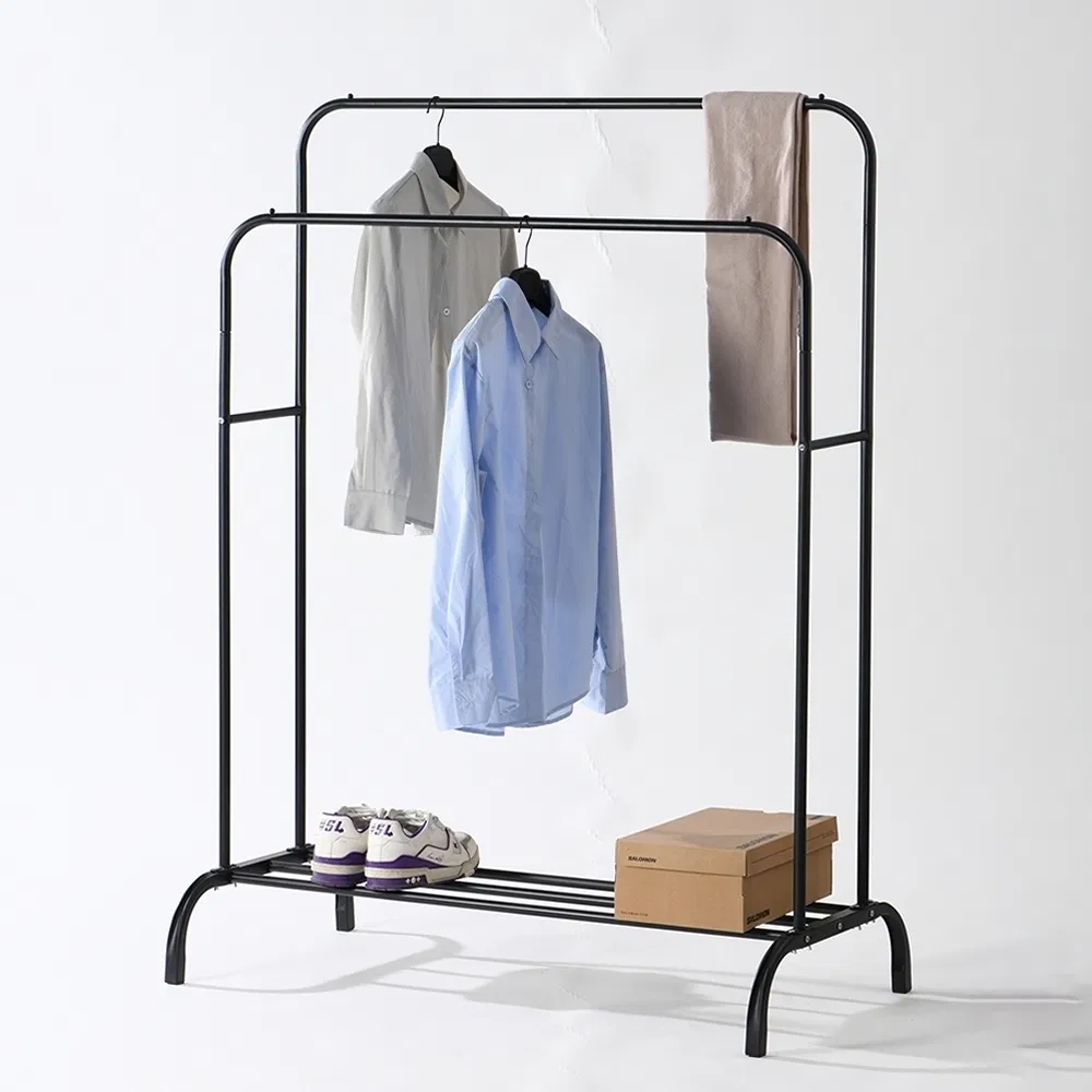 Expandable Double Rod Rail Rack Compact Drying Rack Heavy-Duty Laundry Rack