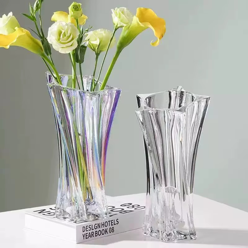 Household Irregular Glass Vases High Level Appearance Dining Table Decor Vase Transparent Glass Star Shape Vase