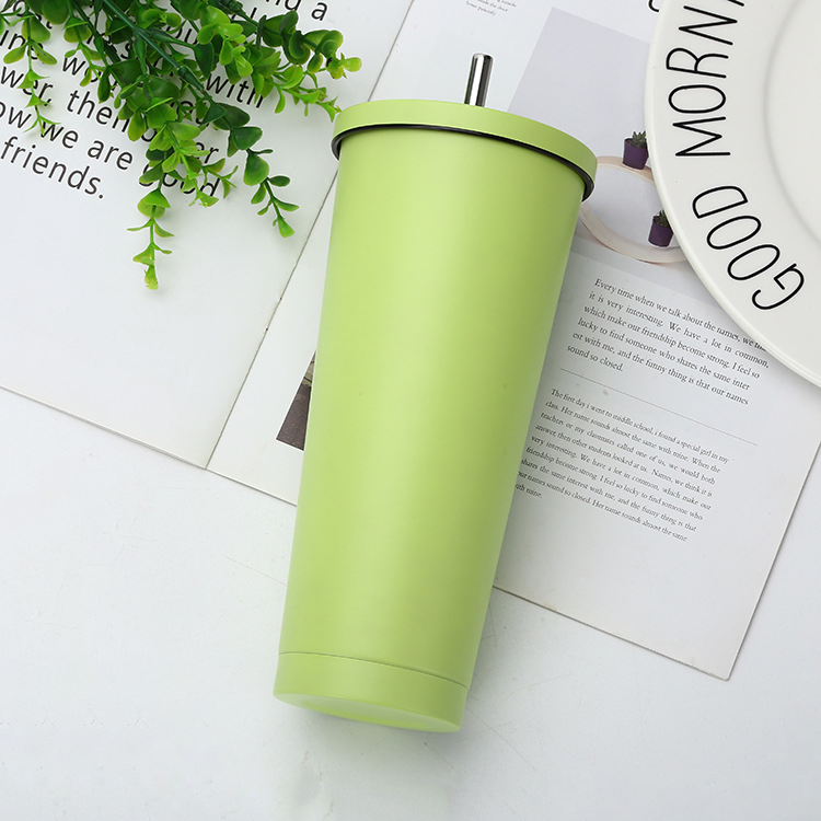 Travel Mug Stainless Steel Double-Layer Insulated Straw Cup Vacuum Coffee Cup Suitable for Hot and Cold Wyz21043