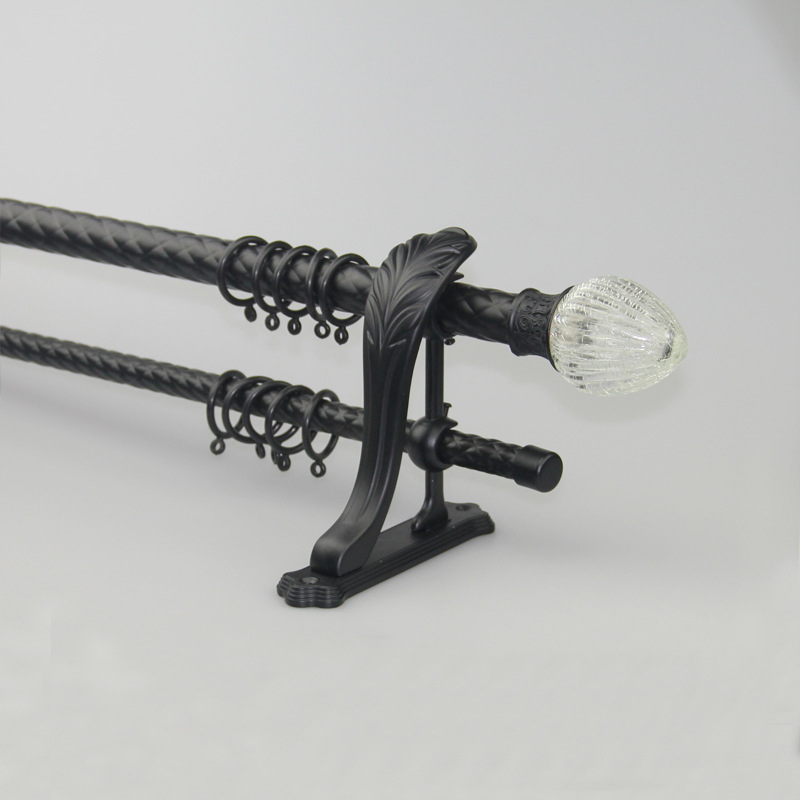 Retro Wall Mounted Black Cast Iron Pipe Fitting Tension Shower Curtain Rods for Home Decoration