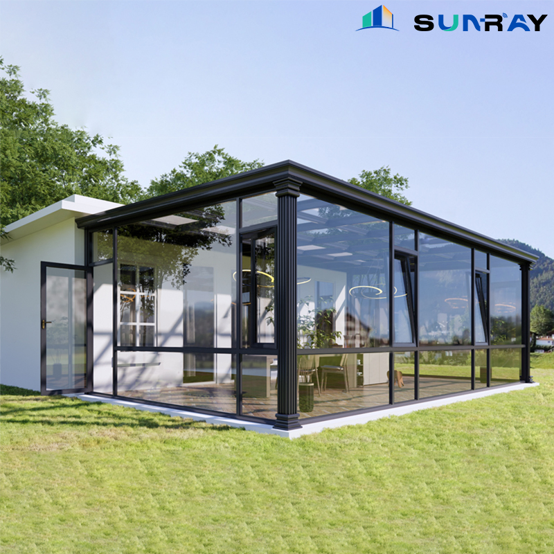 Extendable Gable Roof Aluminum Frame Triangle Molding Outdoor Villa Glass House Sunroom