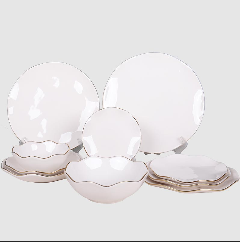 Wholesale Gold Rim Wave Edge Dinnerware Wedding Dinner Set