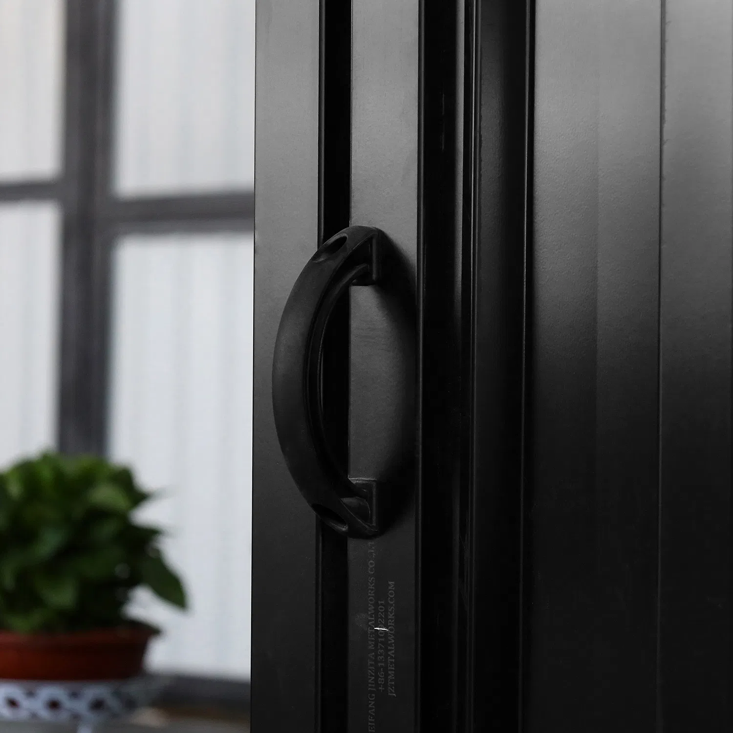 Black White Wood-Grain Privacy Sheet Metal Fence