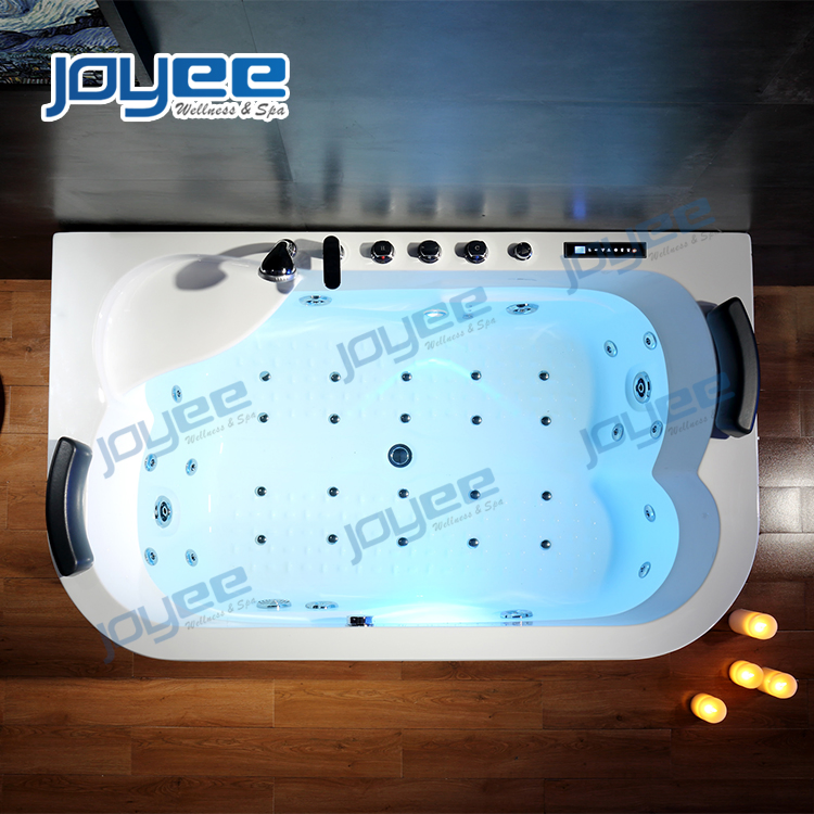 Joyee Factory Price Indoor 2 Persons Acrylic SPA Soaking Tub Whirlpool Bathtub with LED Lights
