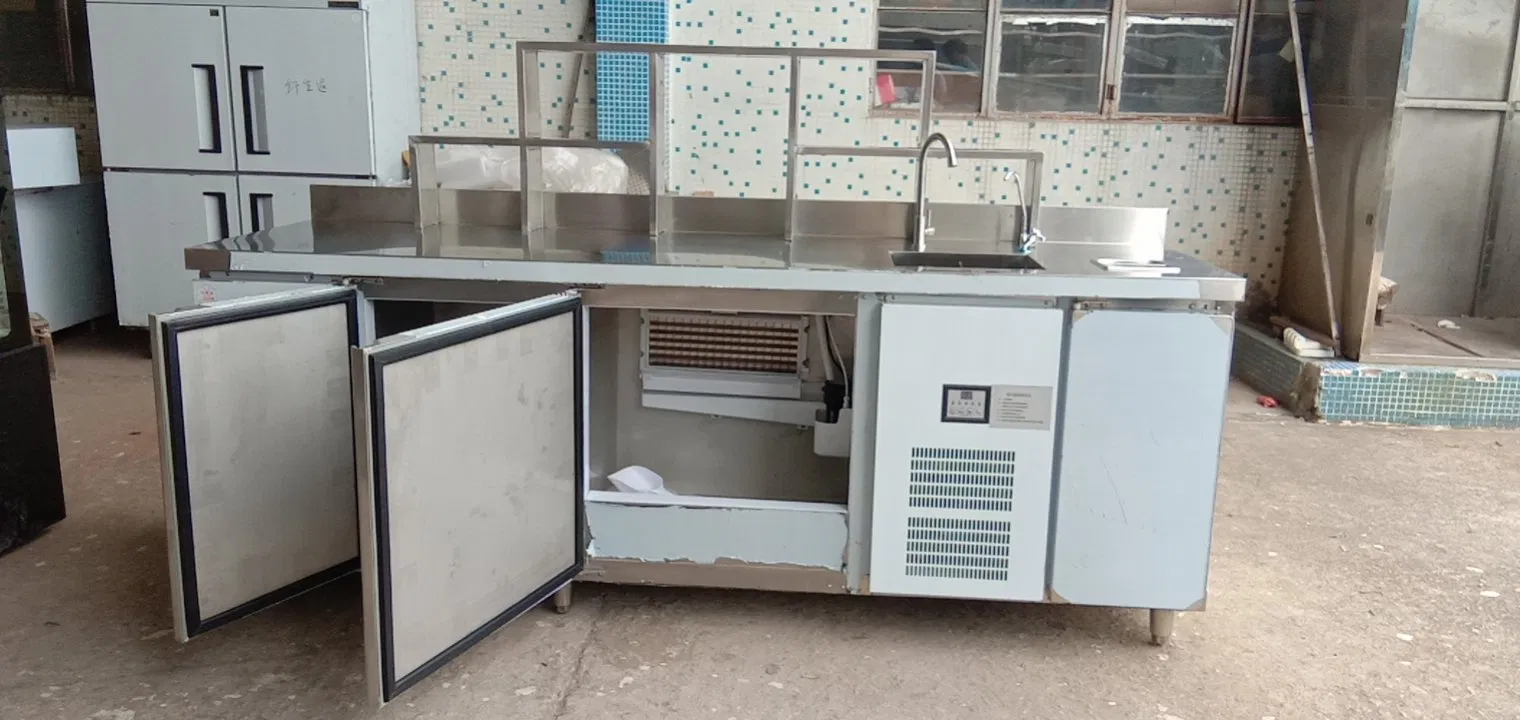 Junjian Customized Under Counter Refrigerator Used Stainless Steel Workbench Fridge for Milk Tea Shop