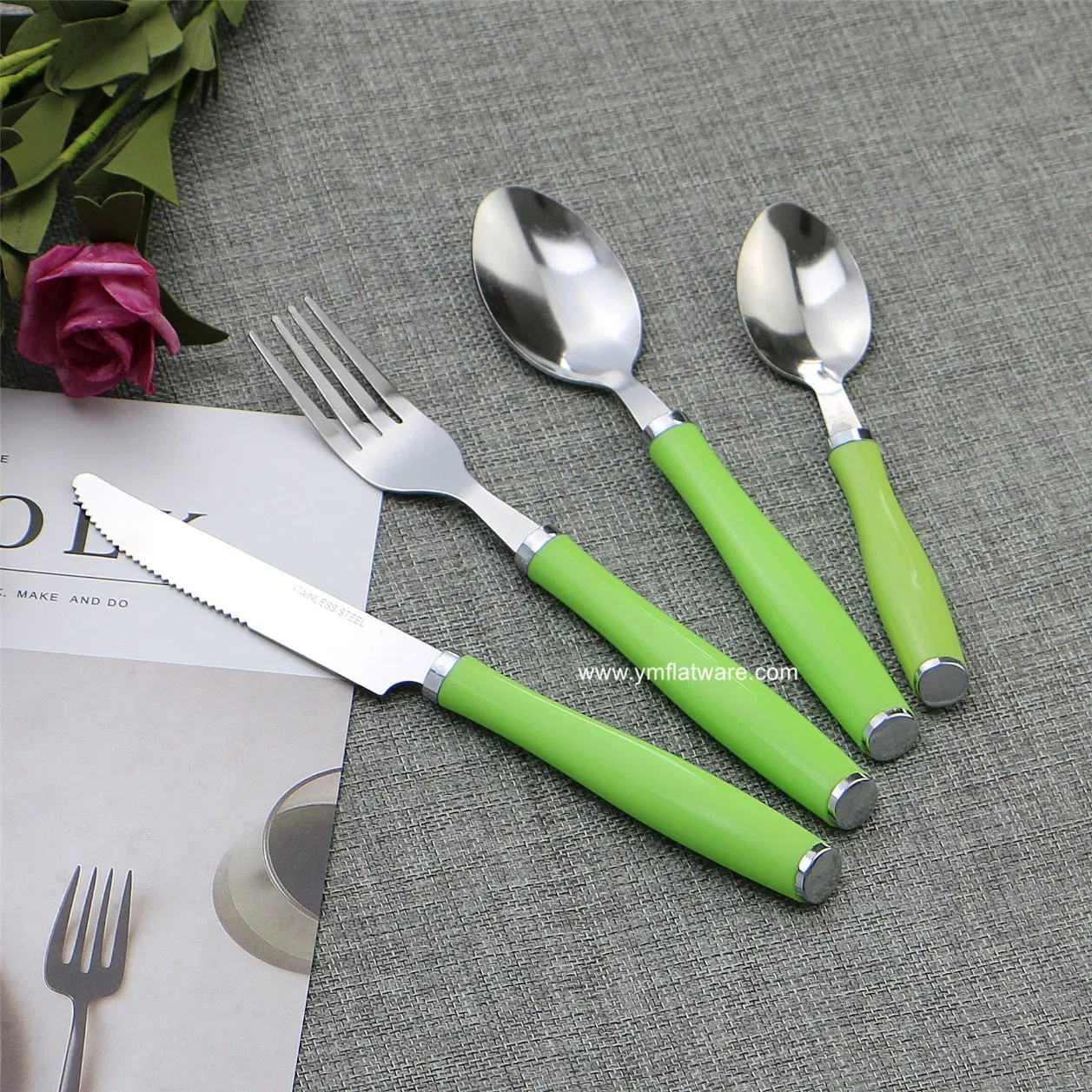 24PCS Cheap Stainless Steel Tableware with PVC Box