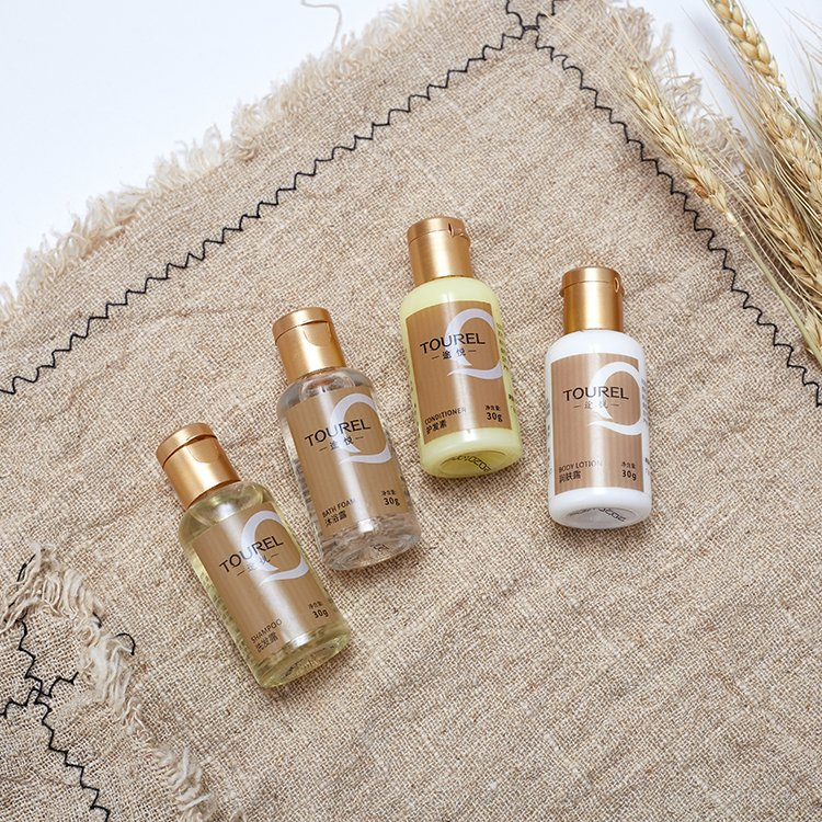 Disposable Hotel Amenities Toiletries Wholesale Mini Hotel Supplies Size Shower Gel Shampoo and Conditioner Set