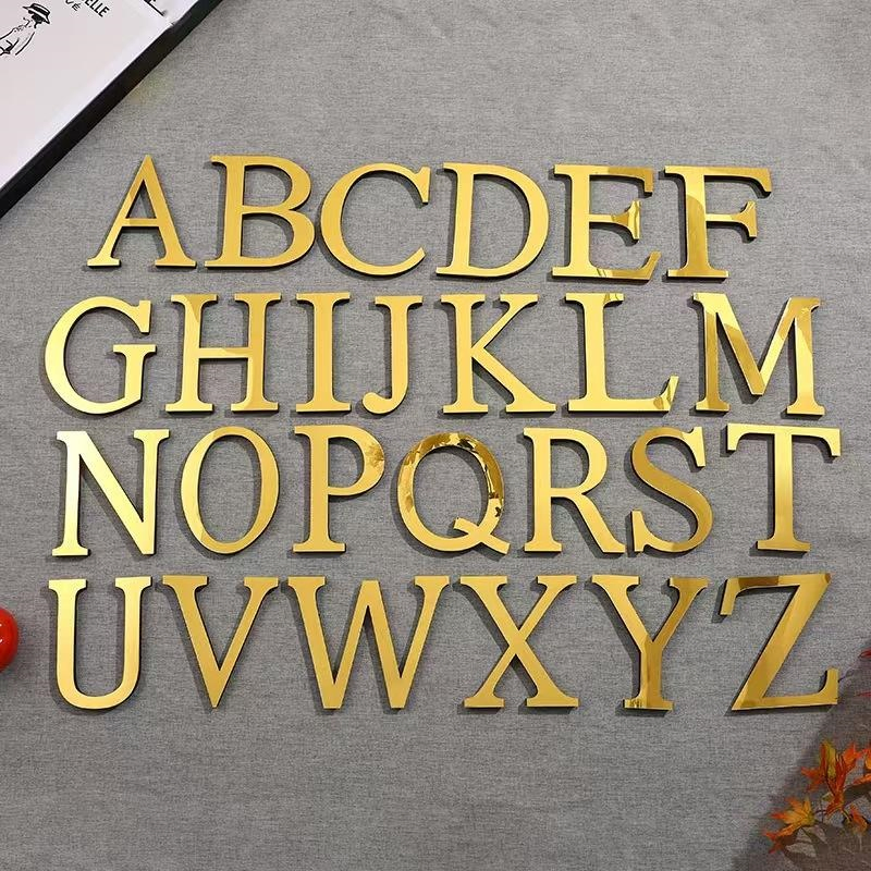 26 English Letter Alphabet Acrylic Mirror 3D Wall Sticker Festival Party Decoration Room Decor Home Decoration Accessories