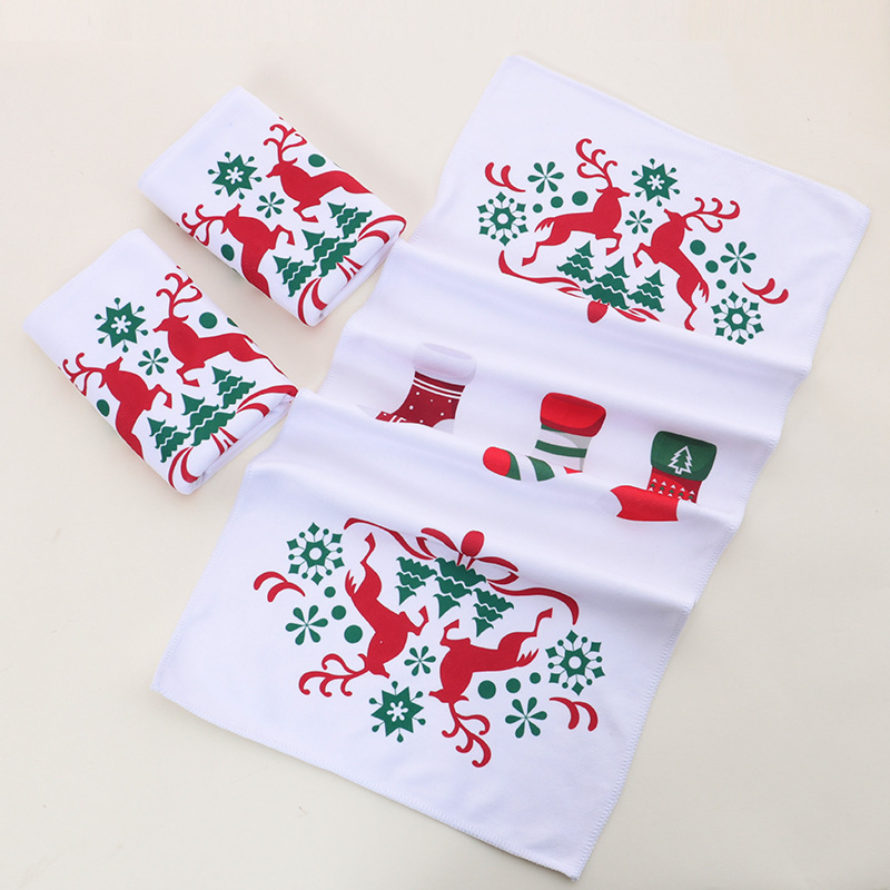 35*75cm Microfiber Cloth Printed Christmas Household Kitchen Cleaning Towel
