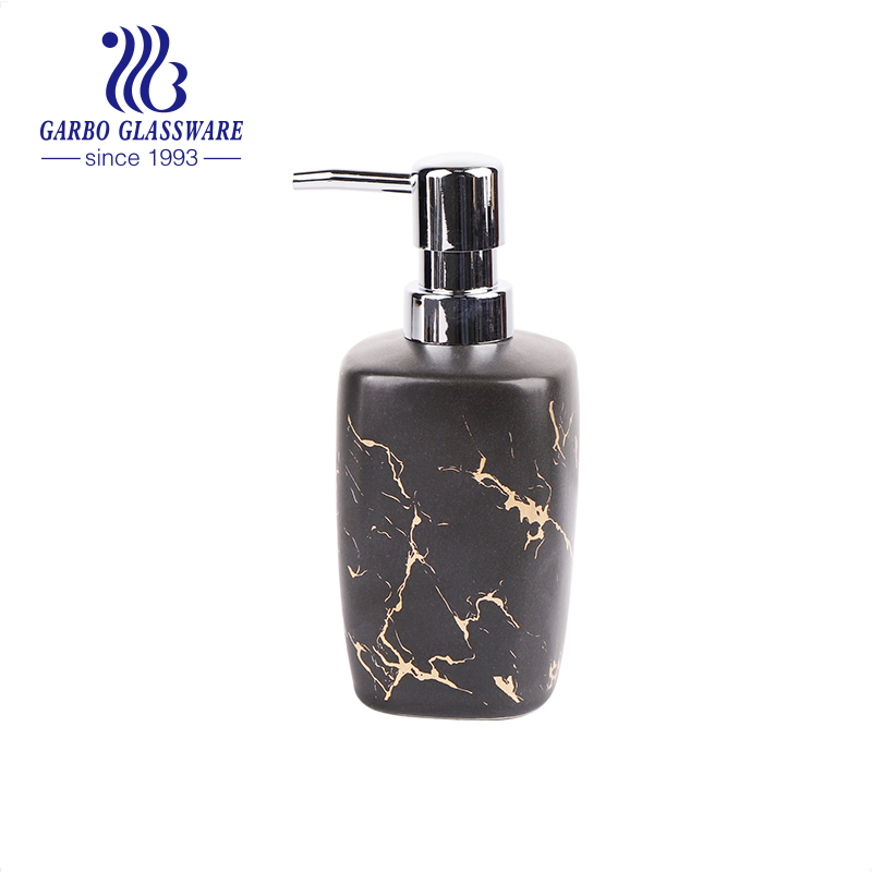 Wholesale Bathroom Black Ceramic Shampoo Soap Dispenser Refillable Liquid Washing Pump Bottle