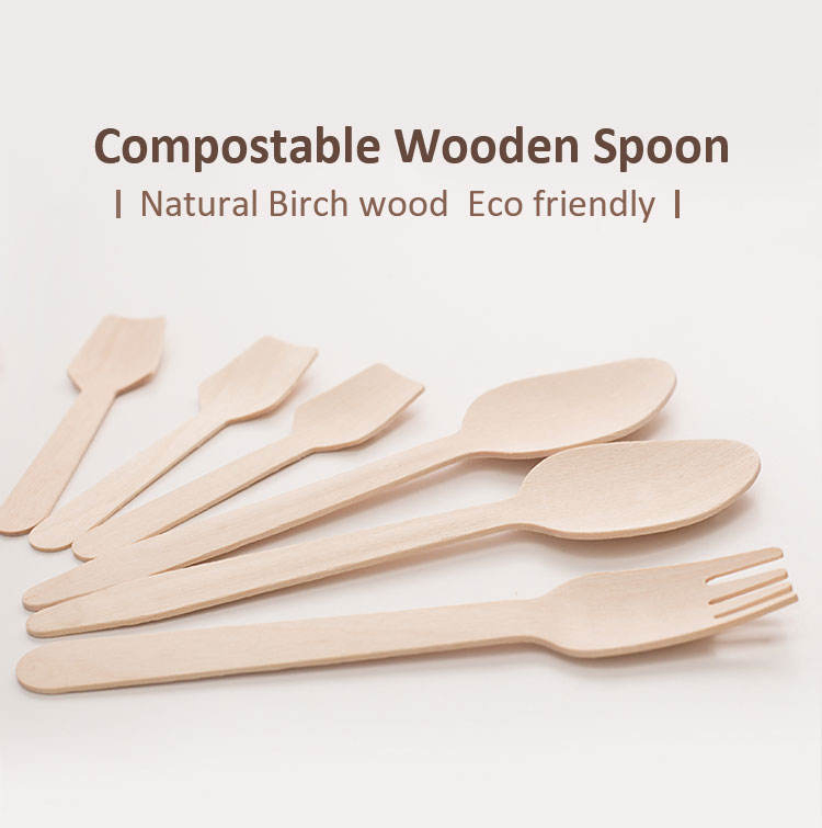 Eco-Friendly Degradable High Quality Factory Price Disposable Forks Spoon Knife Wooden Cutlery