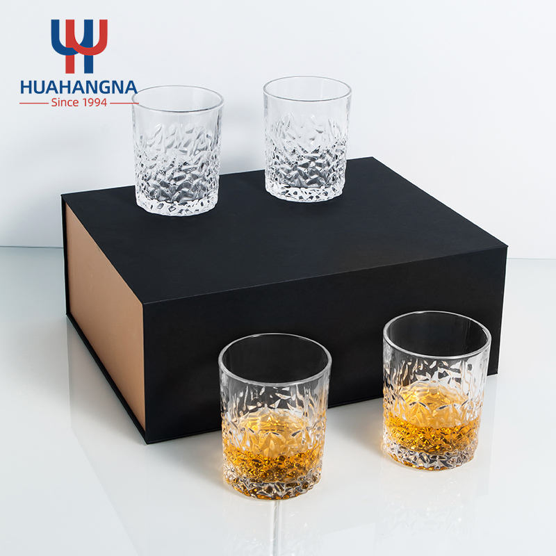 Custom Logo Whisky Stones and Old Fashioned Round Cocktail Wine Shot Whiskey Glasses Gift Set for Men Dad Birthday Present