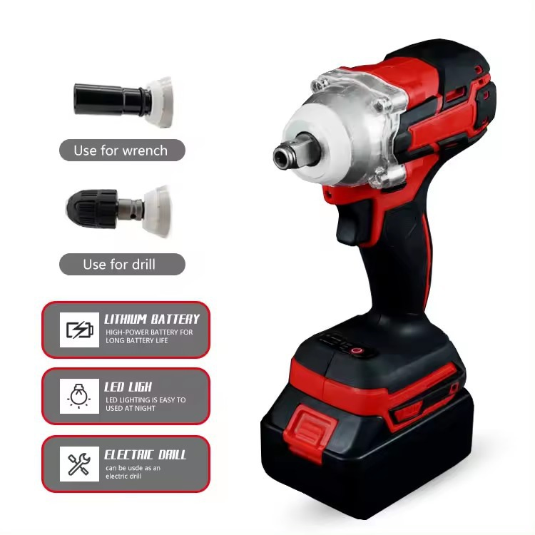 Electric Wrench Cordless Electric Impact Wrench Heavy Duty Torque Wrench Hand Tool Hardware with Battery