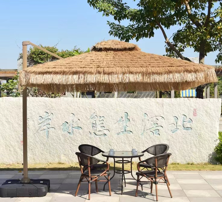 Aluminum Outdoor PP Straw Thatch Sun Protection 3*3 Cover Garden Umbrella