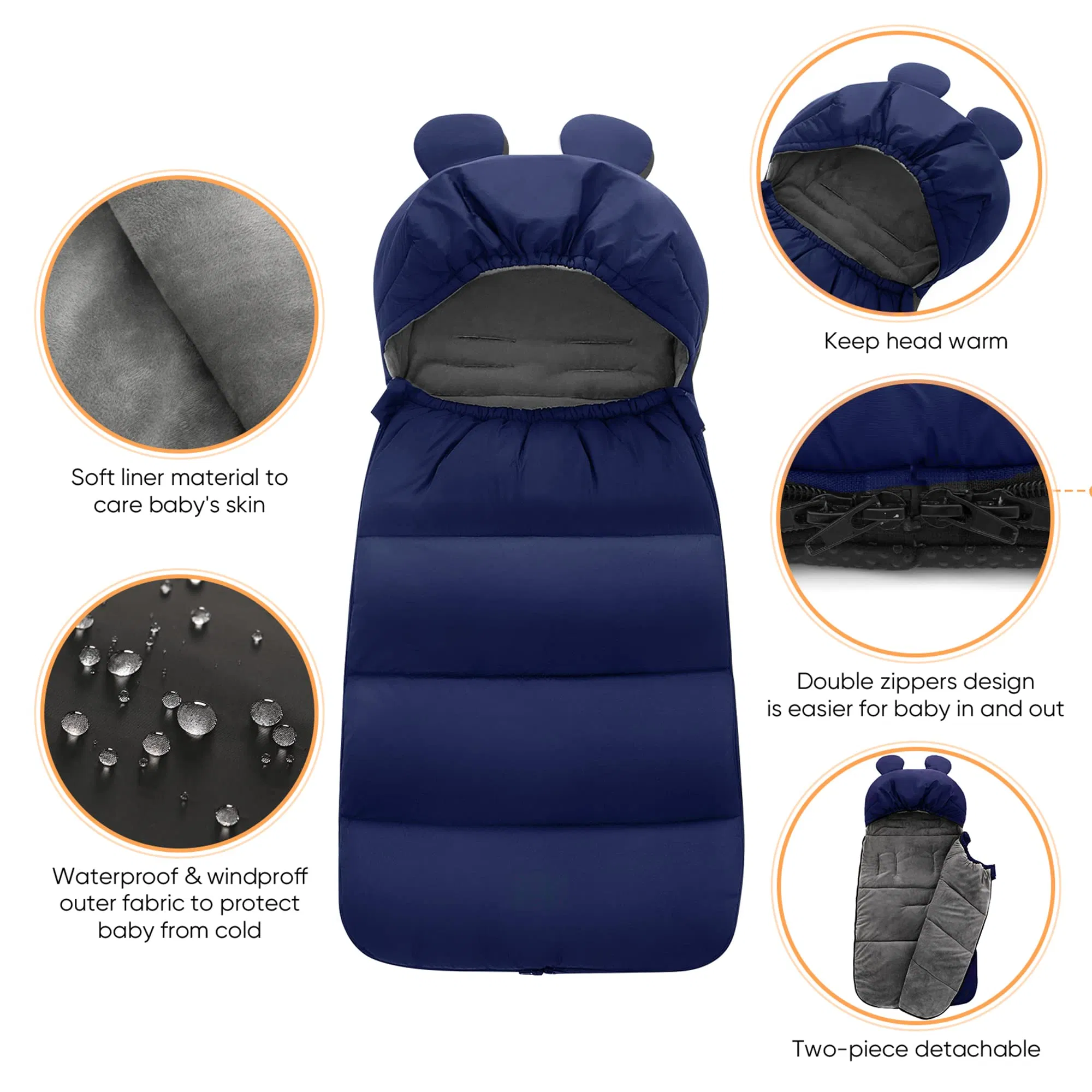 Hot Sale Infant Winter Baby Sleeping Stroller Footmuff Waterproof Warm Bunting Bag