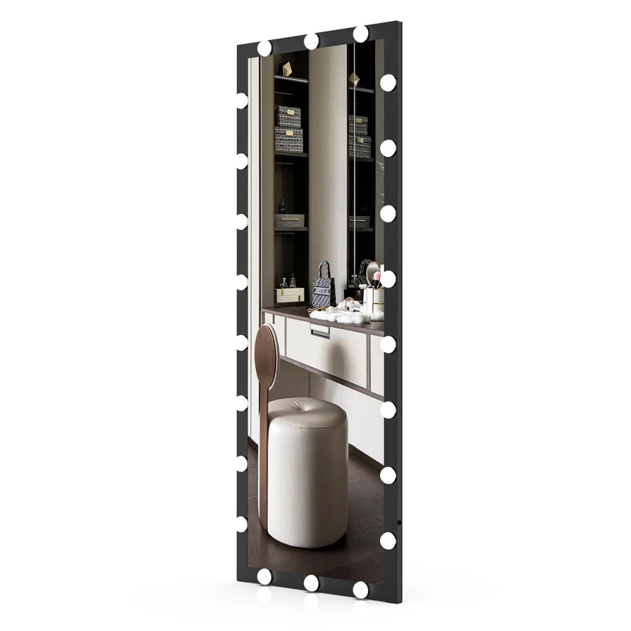 Full Length Vanity Mirror with LED Light Bulbs Bedroom Hotel Long Wall Mouted Full Body Mirror Large Floor Dressing Mirror