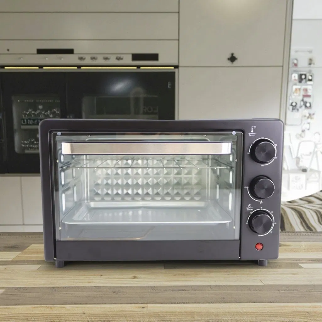 28L Stainless Steel Electric Countertop Oven with Visual Glass Door Multifunctional for Households