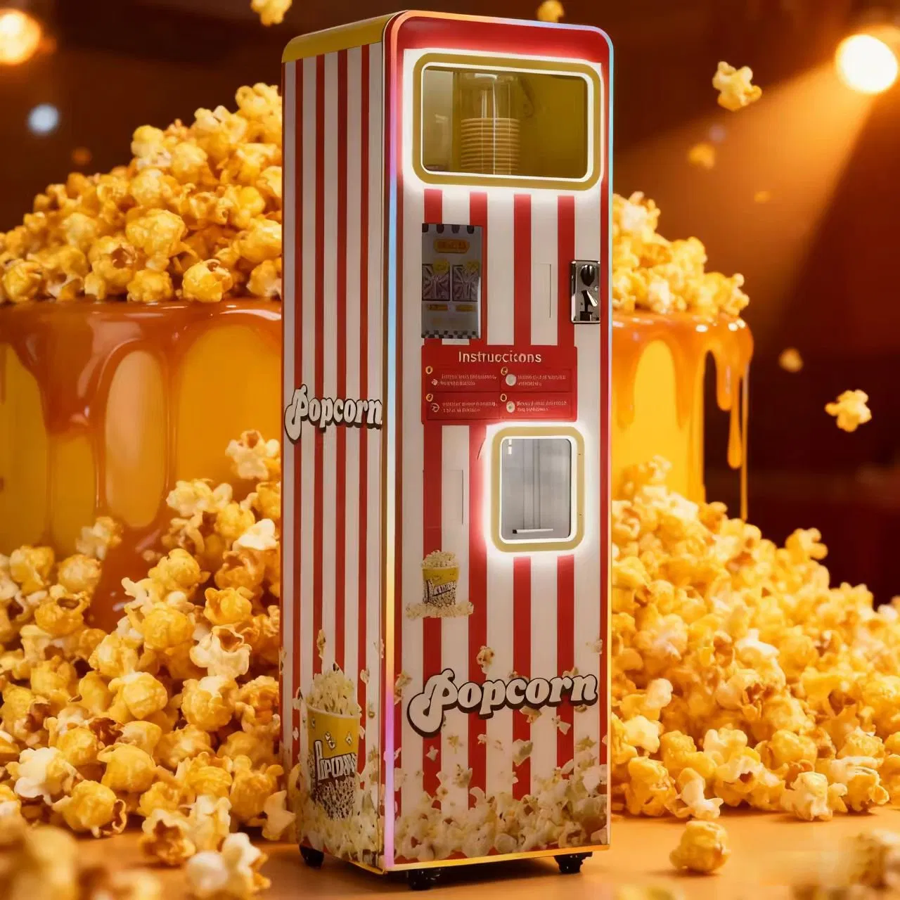 Automatic Snack Machine Coin Bill Credit Card Operated Removable Popcorn Vending Machine in Cinema