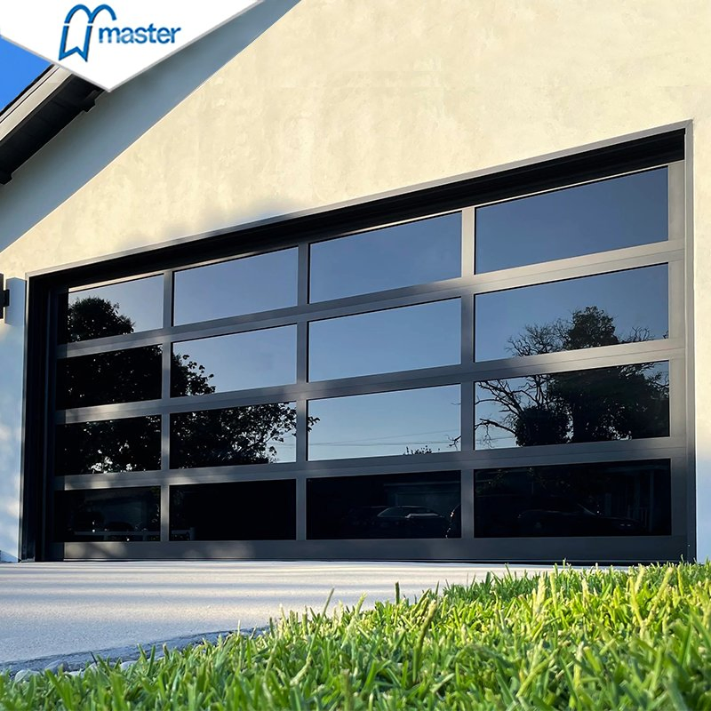 High Quality Commercial Modern Residential Industrial Customized Aluminum Automatic Sectional Overhead Transparent Frosted Full View 16X7 Glass Garage Door