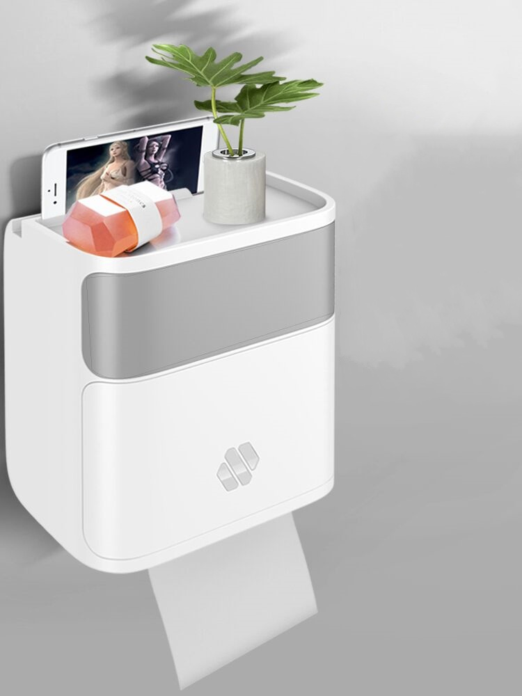 Bathroom Wall-Mounted Creative Multifunctional Storage Rack Roll Paper Towel Box
