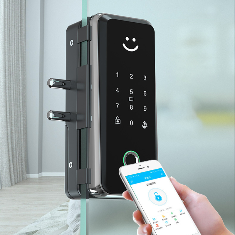 APP Remote Control Smart Keyless Fingerprint Inteligente Door Lock for Frameless or Frame Glass Wooden Door