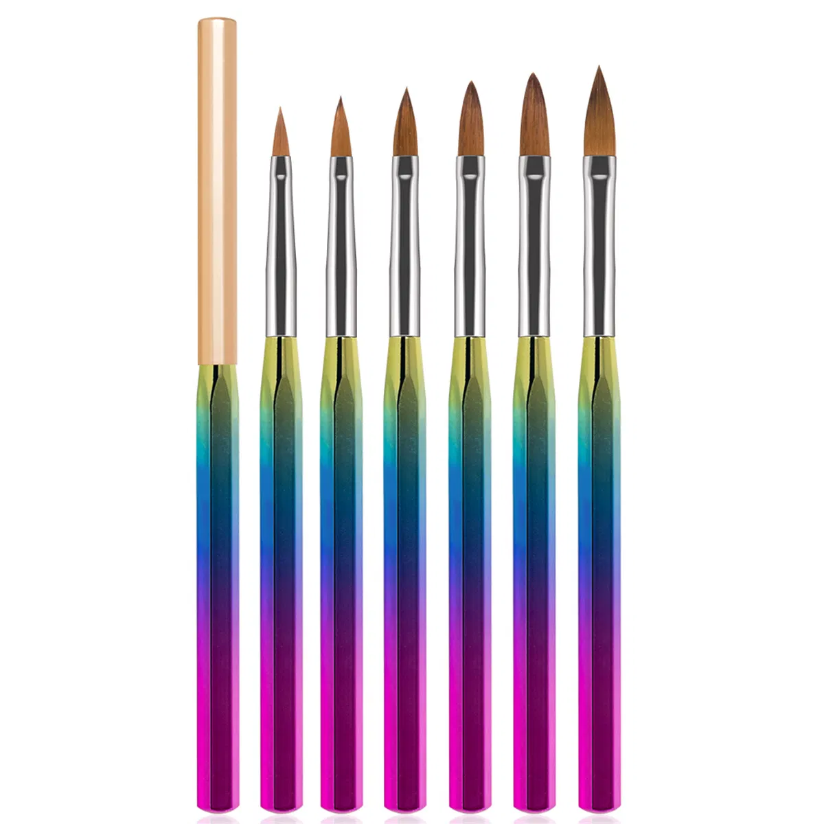Wholesale Design Personalized Hexagonal Rod Plastic Handle Nail Brush 100% Acrylic Nail Brushes for Kolinsky