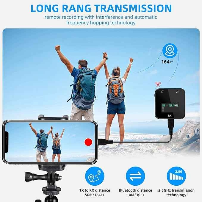 Square Mini Lapel Wireless Mics portable Lavalier Microphone Clear Audio