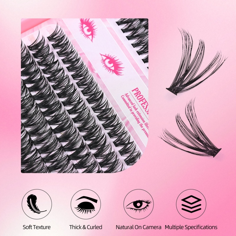 Custom Fluffy DIY Lash Kit Wholesale Eyelash Cluster Bond and Seal