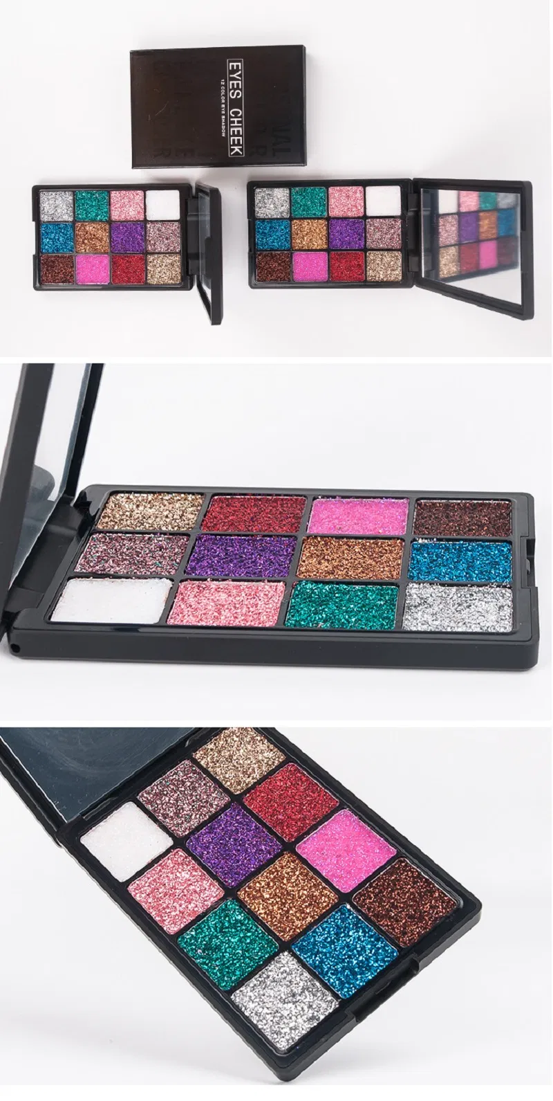 12 Colors Charming Pressed Glitter Eyeshadow Palette Unique Eye Shimmer Esg13534