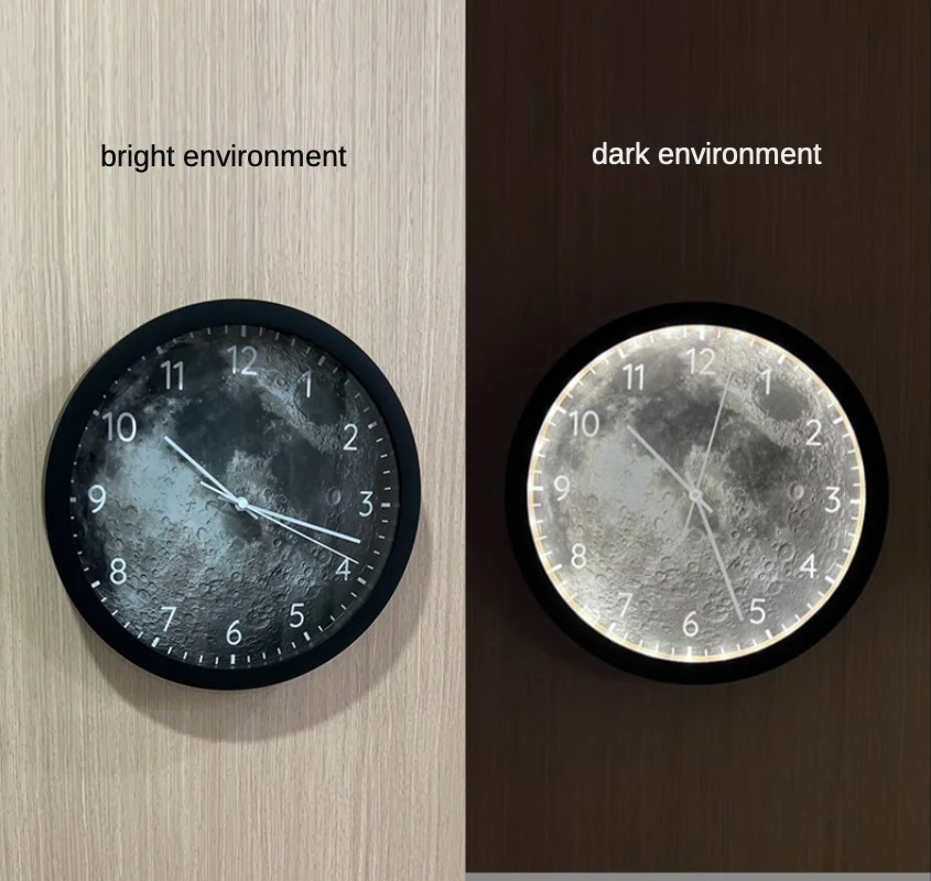 Moonscape Voice Controlled Wall Clock Simple Intelligent Luminous Moon Light Luxury Clock