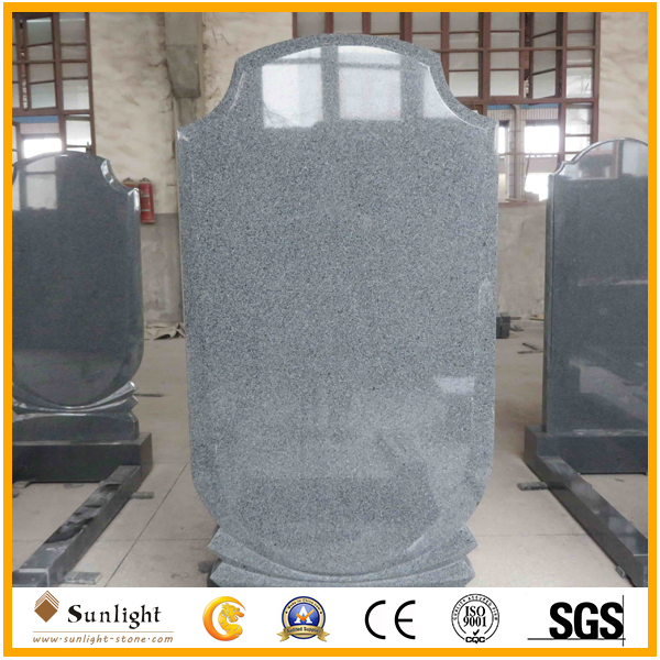 European Natural Stone Grey G654 Granite Unique Headstone Designs with Flower Bed