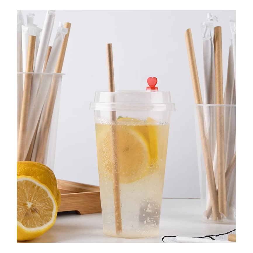 Custom Printed 6mm 12 mm Kraft Paper Individually Bulk Wrapped Black Red White Cocktail Bubble Tea Extendable Drinking Smoothie Straw