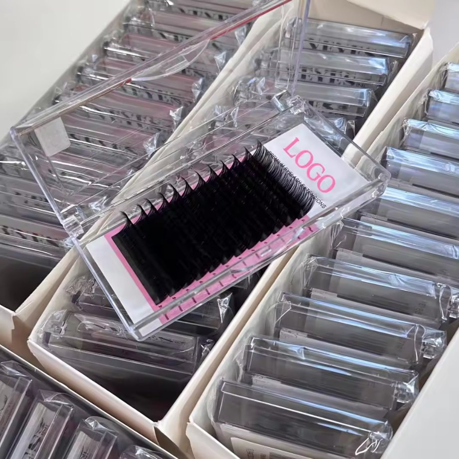 Wholesale Cashmere Eye Lash Extension Lash Tray Supply Matte Black Silk Mega/Russian/Classic Volume Individual Eyelash Extension