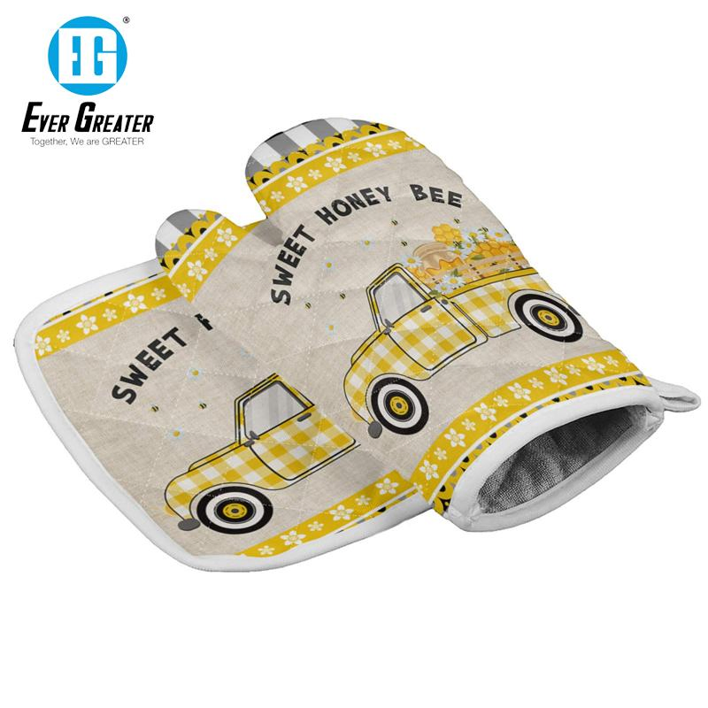 Custom Premium Oven Mitts Heat Resistant Cotton Christmas Oven Mitts Personalized Holiday Baking Gloves