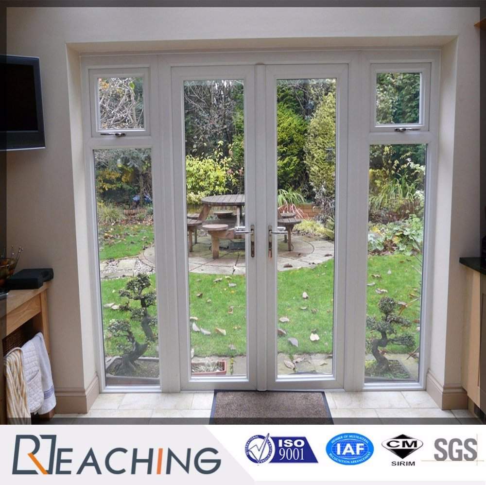 Two Sash Opening Door Building Materials UPVC Profile Hinged Door