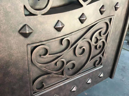 Grand Hall Wrought Iron Entry Door with Transom and Side Window