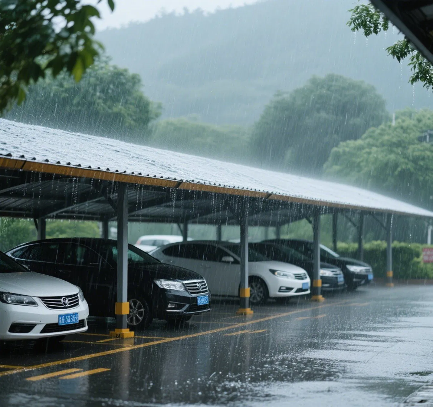 Steel Tensile Membrane Structure for Parking Shed