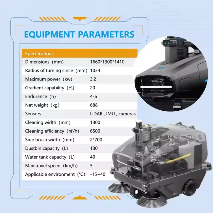 Municipal Cleaning Robot with All-Terrain Wheels Zero-Emission Design Robot