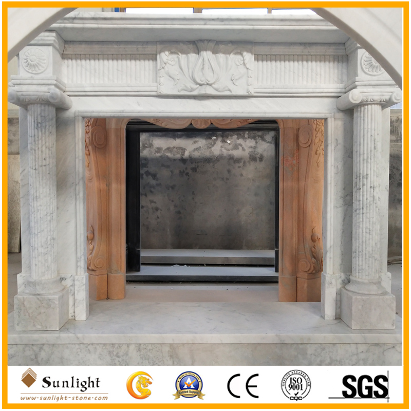 Каминный портал из натурального мрамора с ручной резьбой